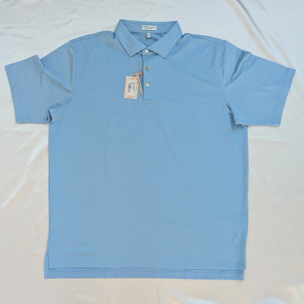 Peter Millar Men's Cottage Solid Performance Polo Shirt Blue‎ XXL
